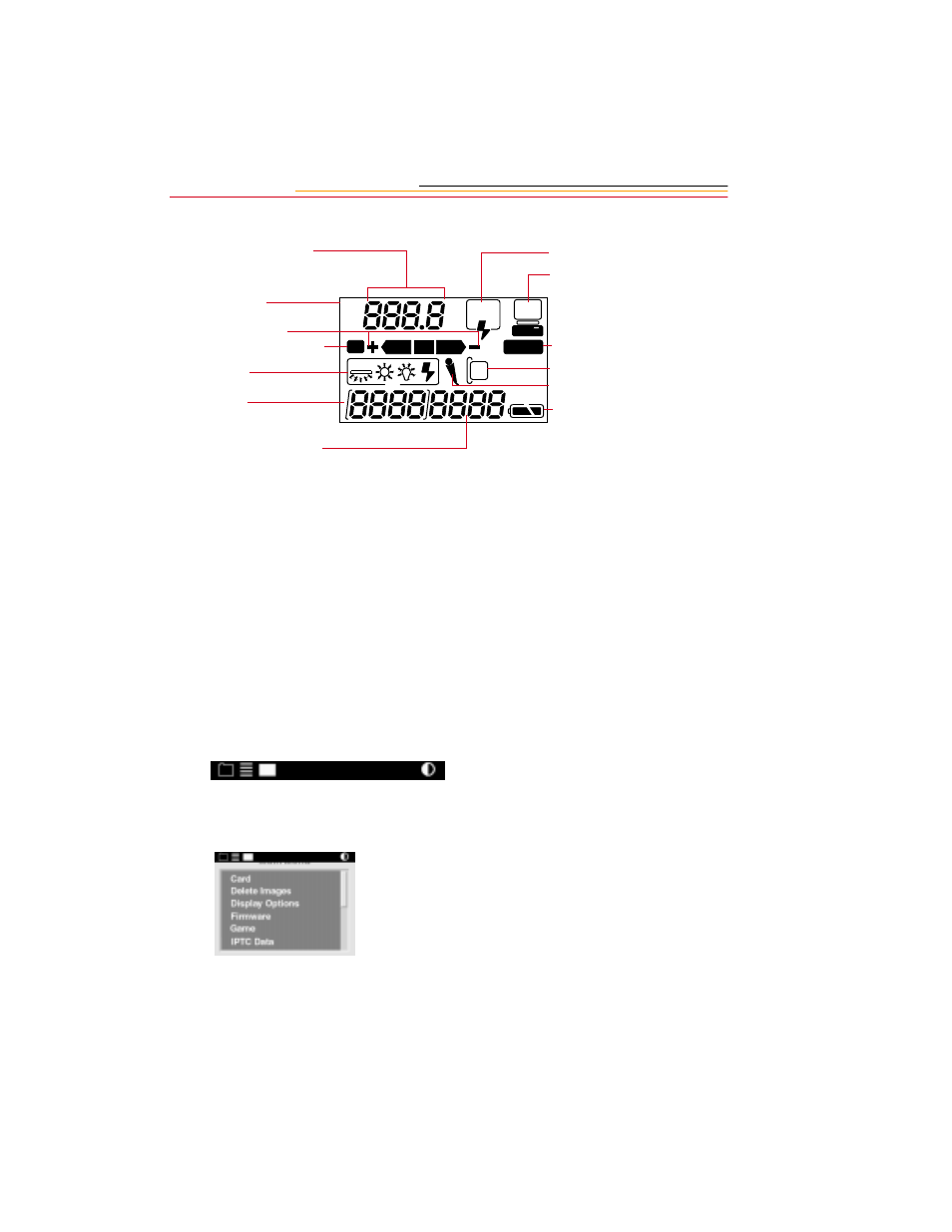 Back status lcd panel, Image lcd panel, Menu bar | Back status lcd panel -12, Image lcd panel -12, Menu bar -12, Back status lcd panel image lcd panel | Kodak DCS600 User Manual | Page 37 / 295