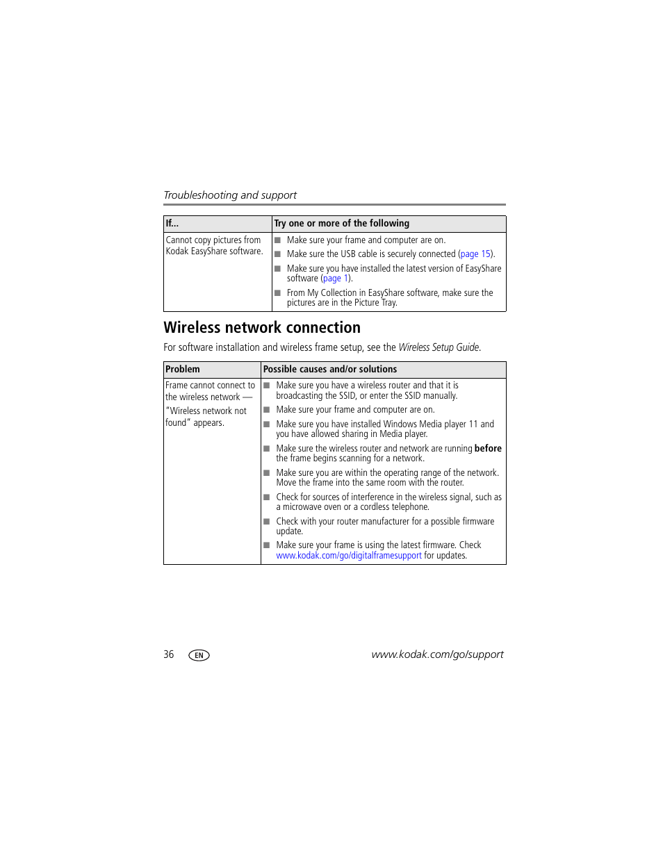 Wireless network connection | Kodak EX1011 User Manual | Page 42 / 60