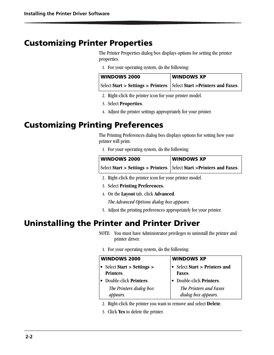 Customizing printer properties, Customizing printing preferences, Uninstalling the printer and printer driver | Kodak 6805 User Manual | Page 22 / 56