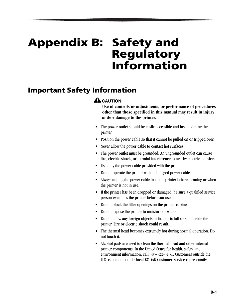 Appendix b: safety and regulatory information, Important safety information | Kodak 6805 User Manual | Page 49 / 56