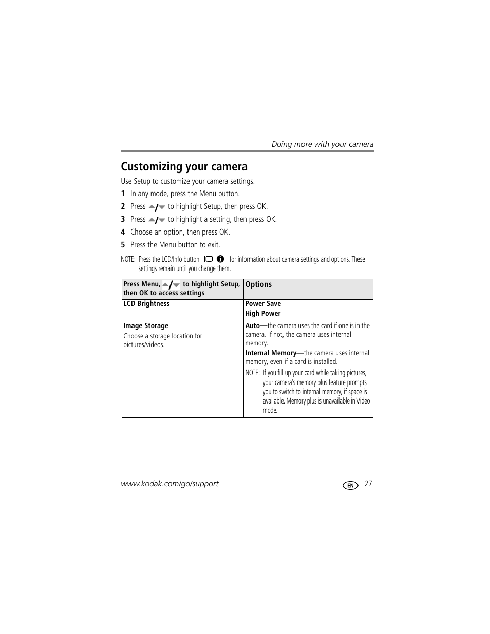 Customizing your camera | Kodak EASYSHARE C1013 User Manual | Page 33 / 67