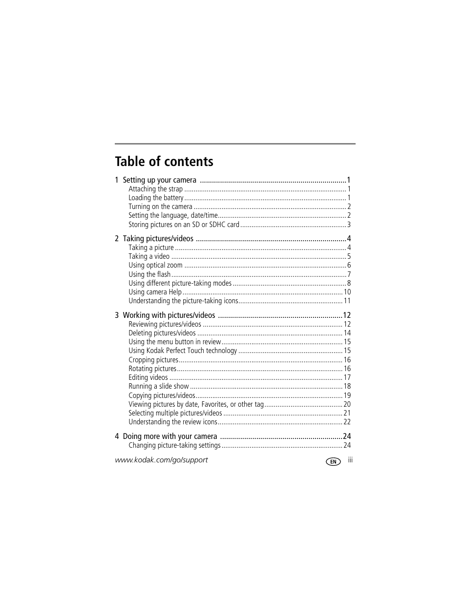 Kodak EASYSHARE C1013 User Manual | Page 5 / 67