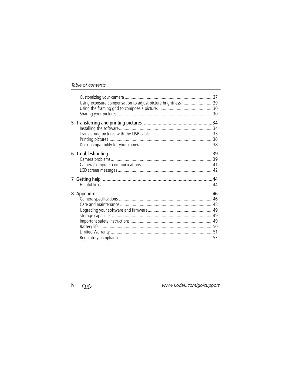 Kodak EASYSHARE C1013 User Manual | Page 6 / 67