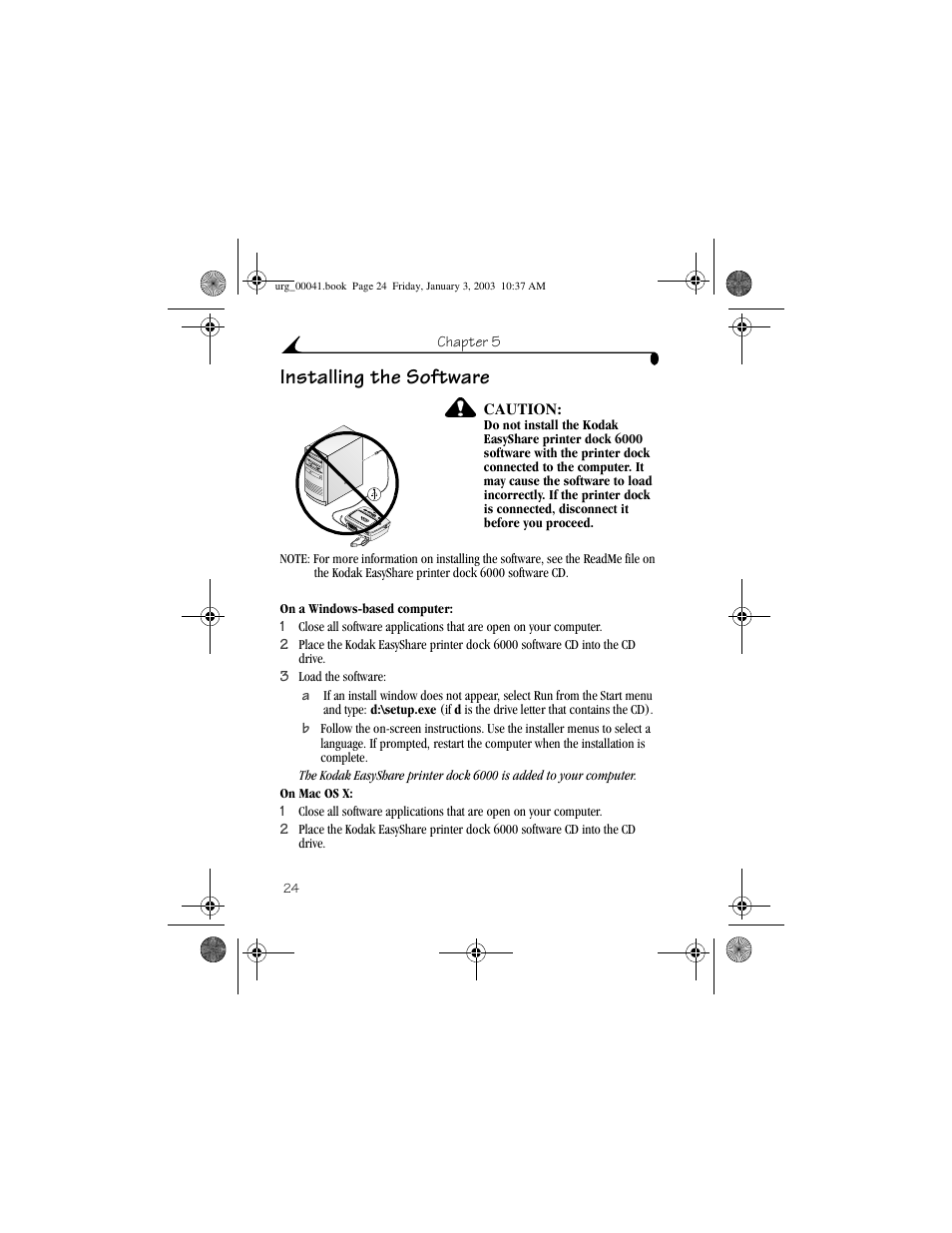 Installing the software | Kodak 6000 User Manual | Page 34 / 76