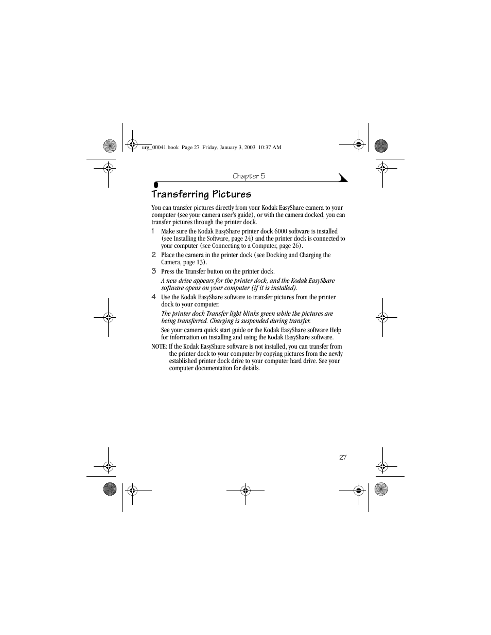 Transferring pictures | Kodak 6000 User Manual | Page 37 / 76