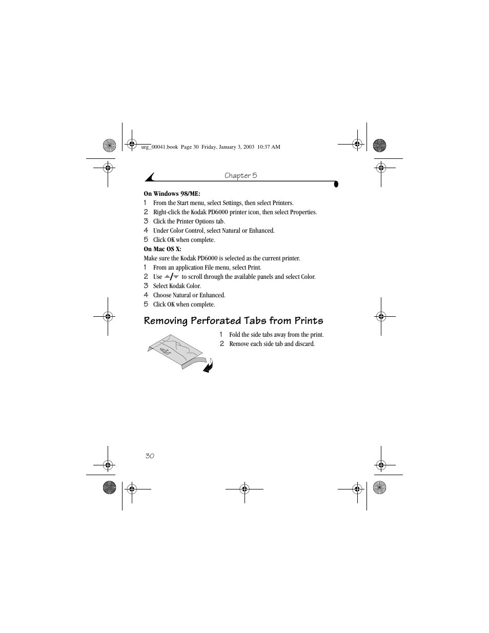 Removing perforated tabs from prints | Kodak 6000 User Manual | Page 40 / 76