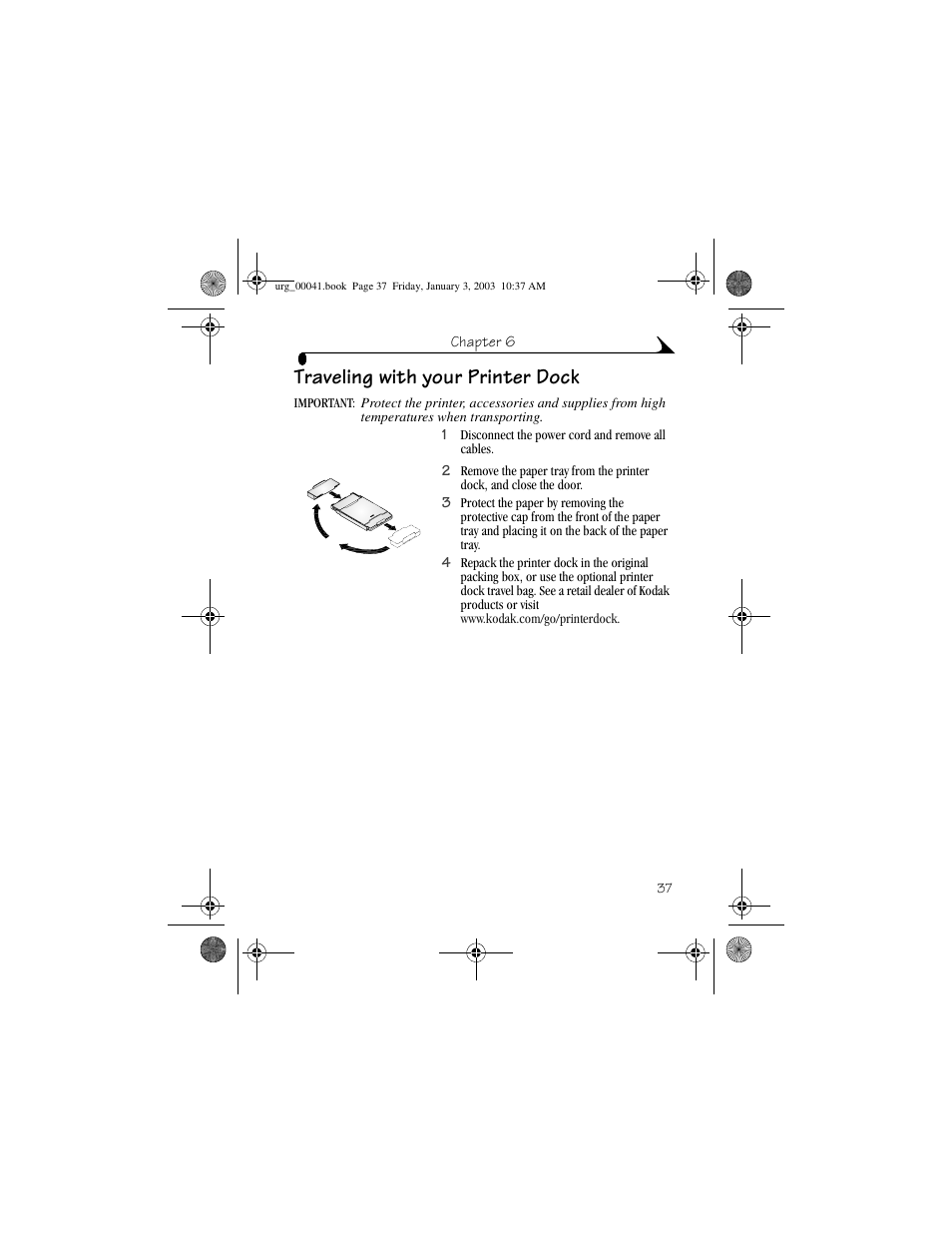 Traveling with your printer dock | Kodak 6000 User Manual | Page 47 / 76