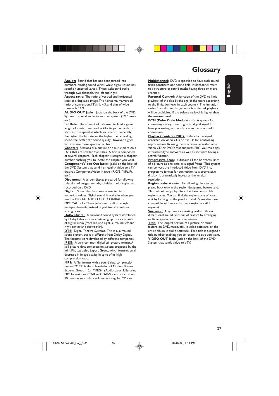 Glossary | Kodak MDV434K User Manual | Page 37 / 37