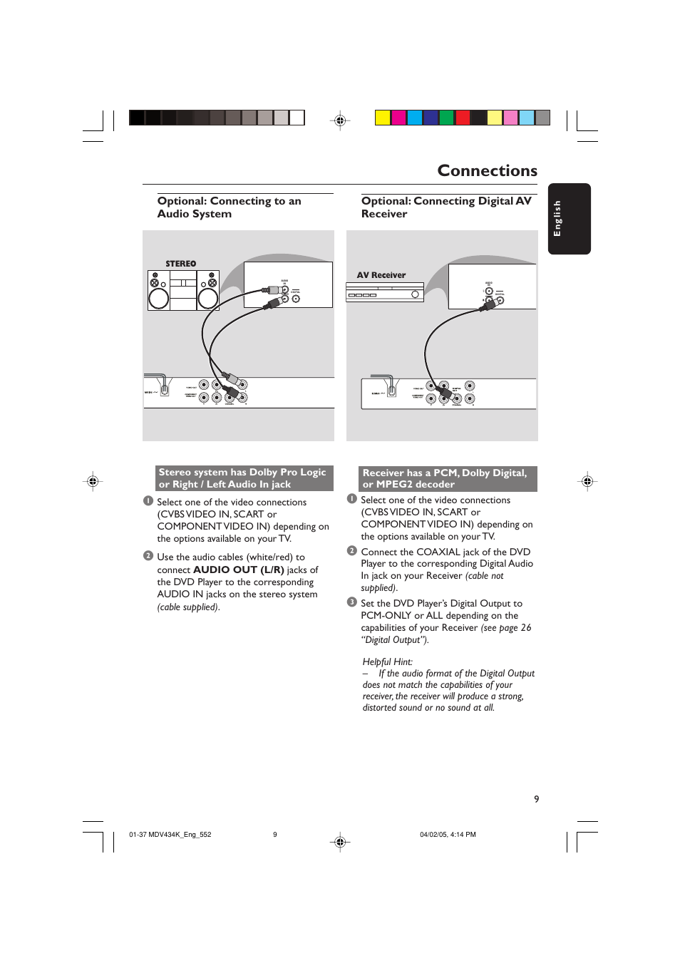Connections | Kodak MDV434K User Manual | Page 9 / 37