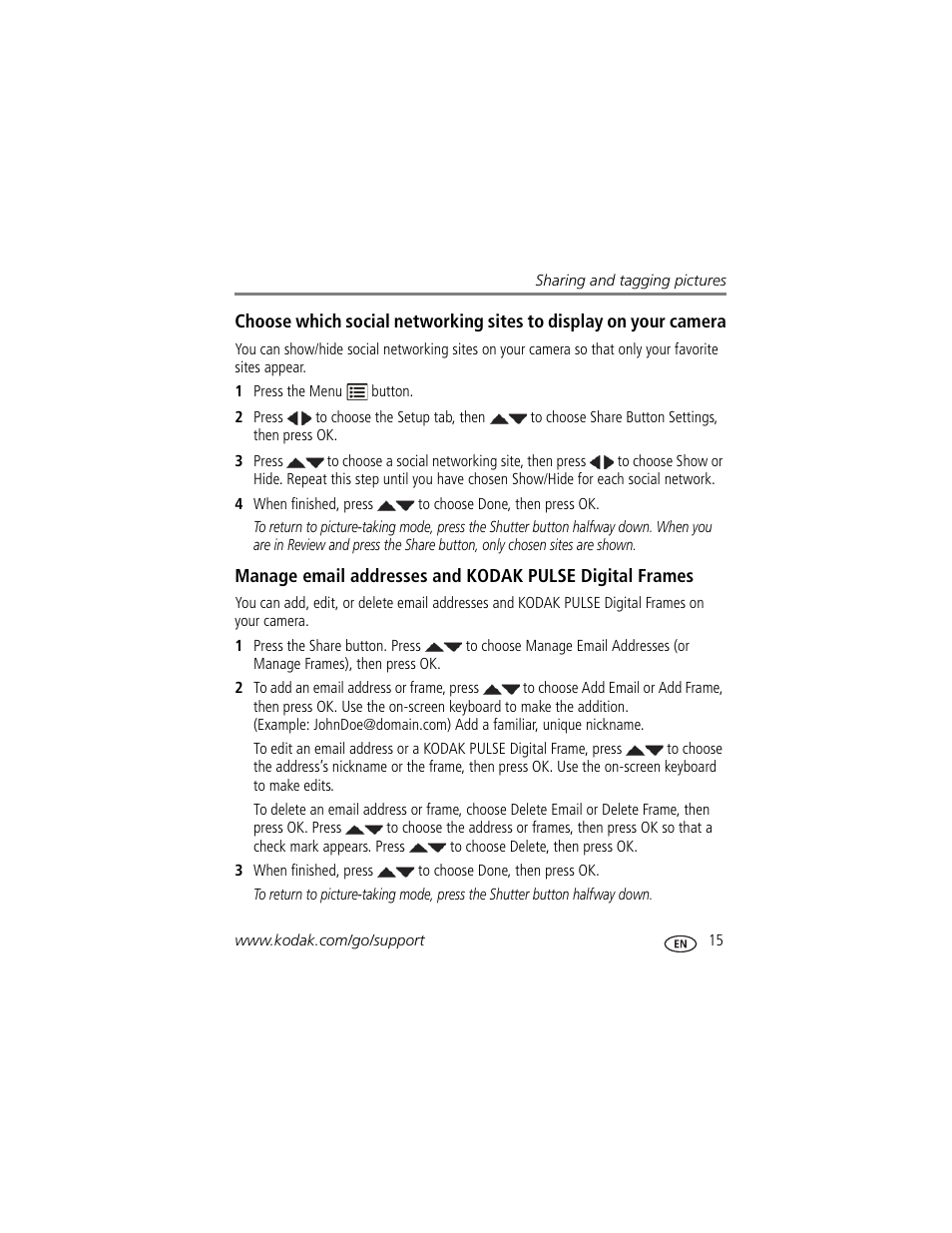 Kodak EASYSHARE C1550 User Manual | Page 21 / 63