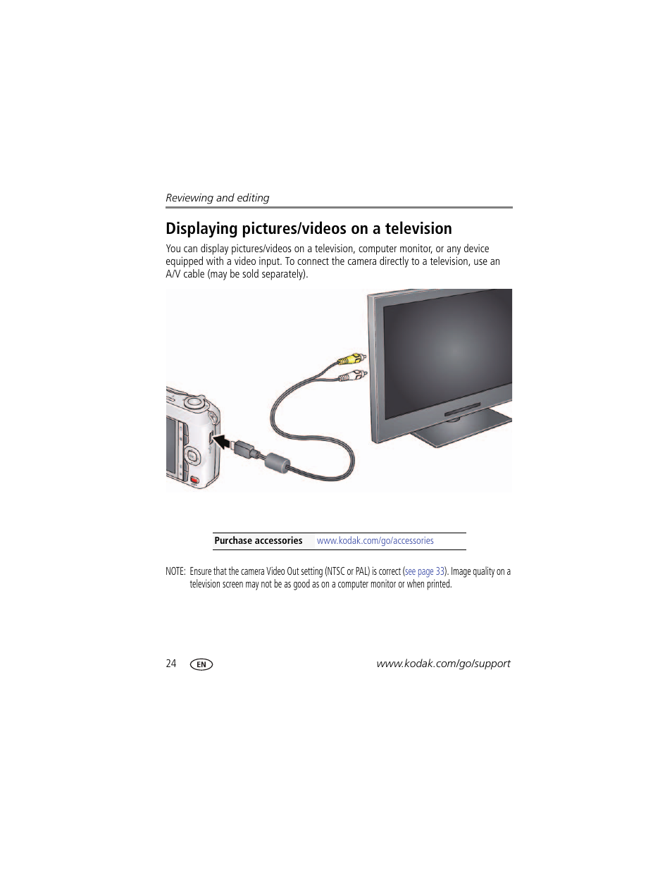 Displaying pictures/videos on a television | Kodak EASYSHARE C1550 User Manual | Page 30 / 63