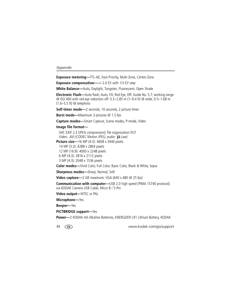 Kodak EASYSHARE C1550 User Manual | Page 50 / 63