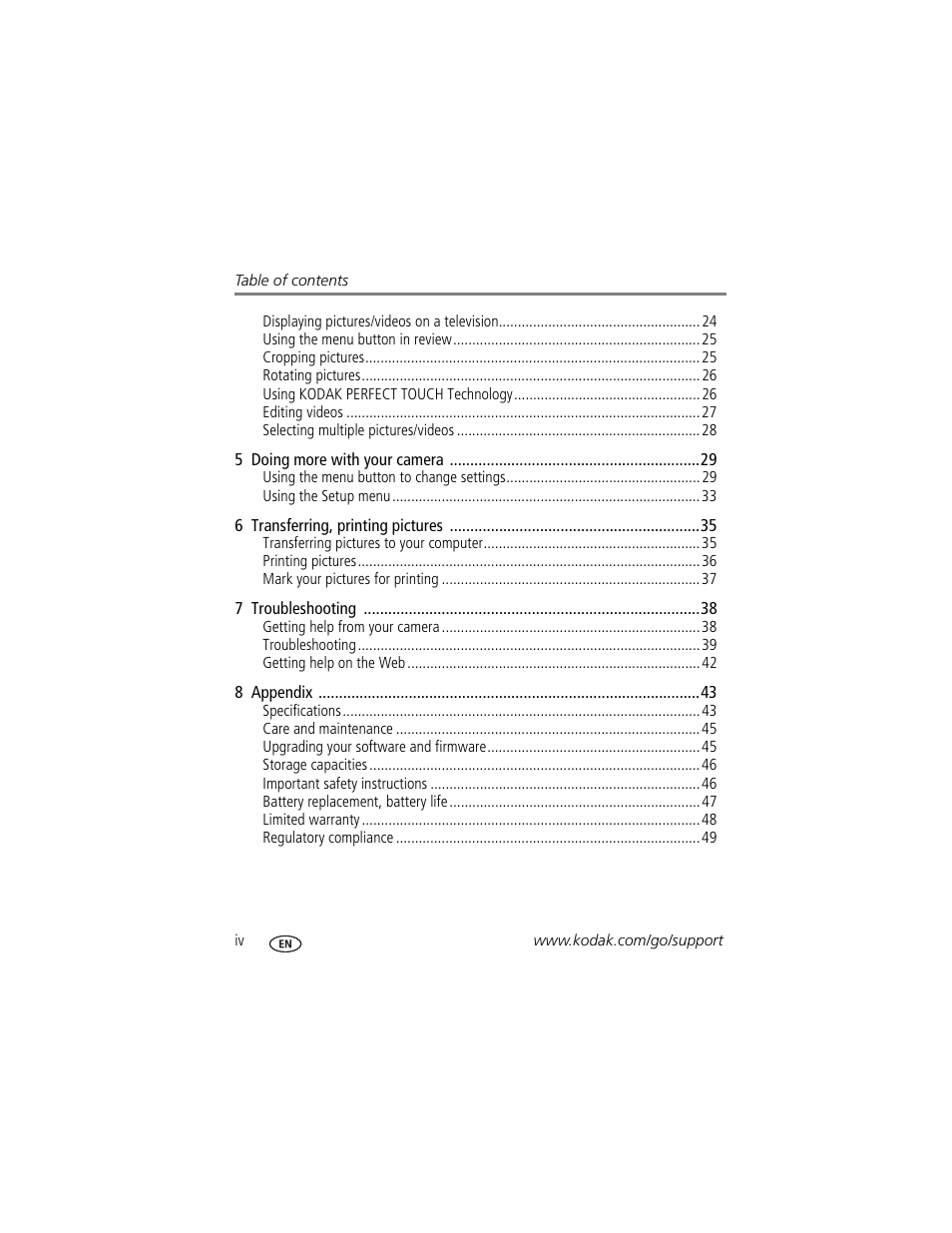 Kodak EASYSHARE C1550 User Manual | Page 6 / 63