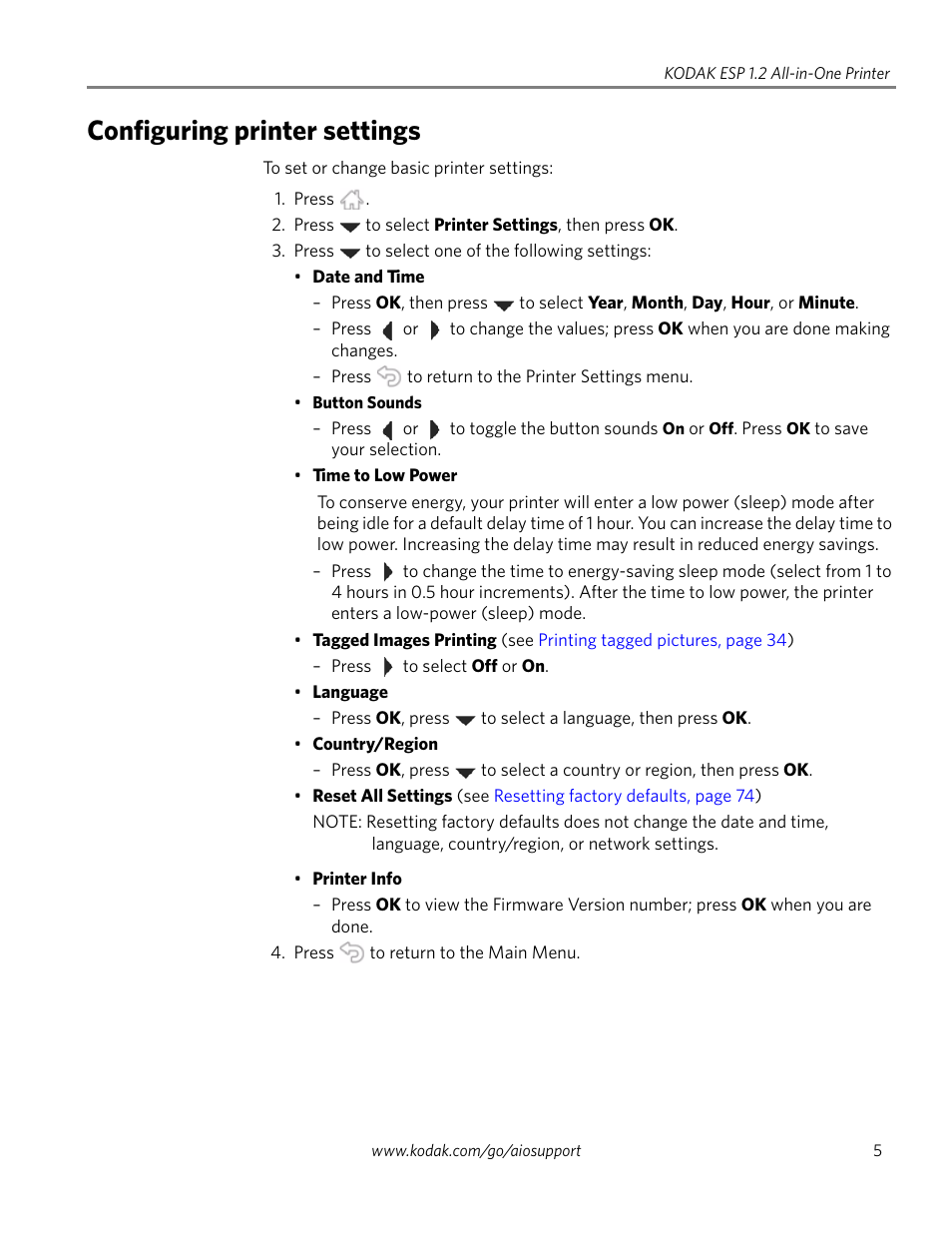 Configuring printer settings | Kodak ESP 1.2 User Manual | Page 10 / 100