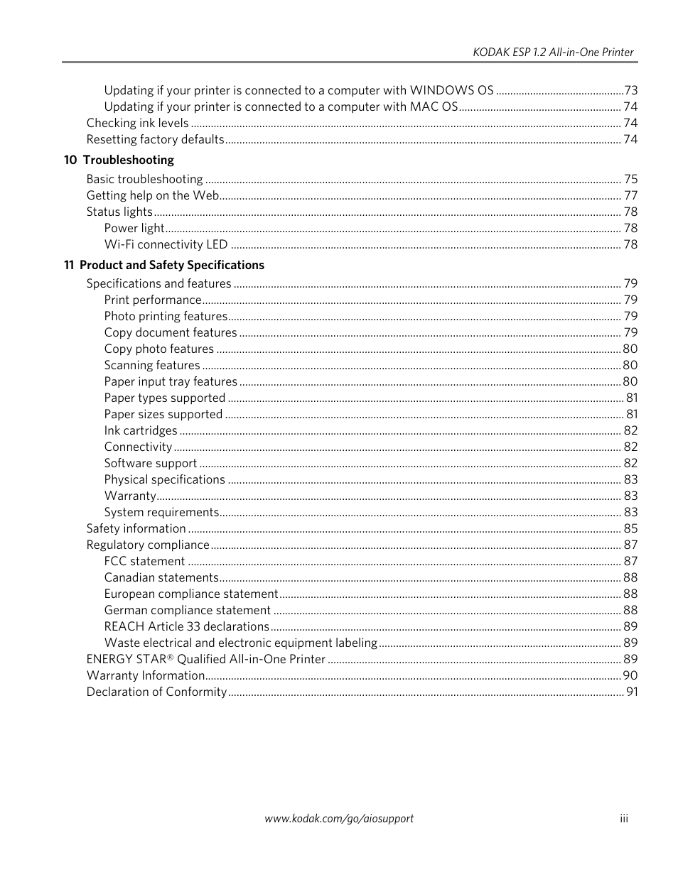 Kodak ESP 1.2 User Manual | Page 5 / 100