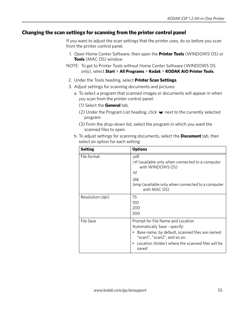 Changing the scan | Kodak ESP 1.2 User Manual | Page 60 / 100