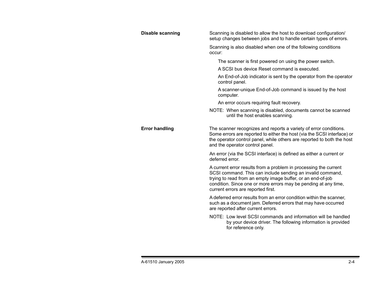 Disable scanning, Error handling | Kodak i800 Series User Manual | Page 10 / 123