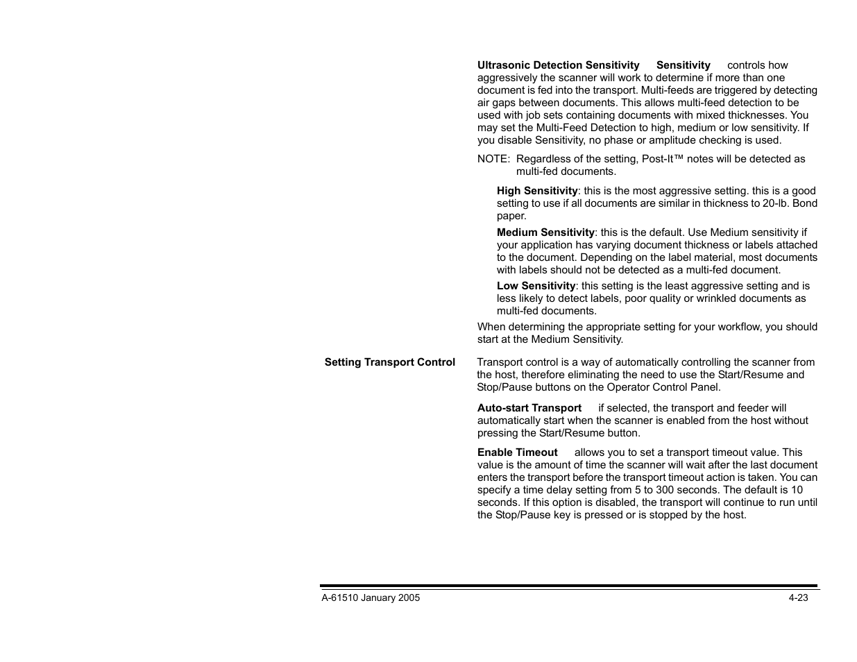 Setting transport control | Kodak i800 Series User Manual | Page 104 / 123