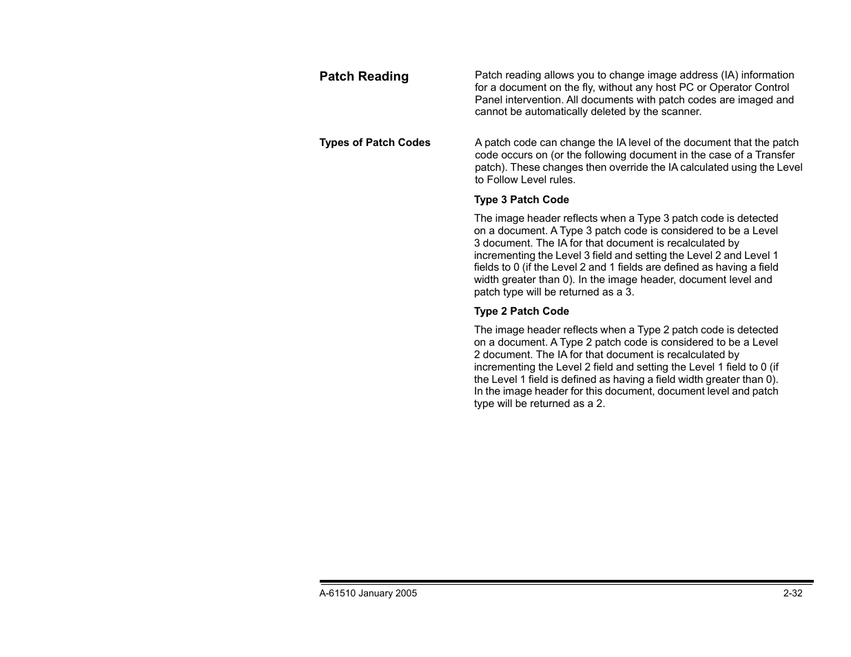 Patch reading, Types of patch codes | Kodak i800 Series User Manual | Page 38 / 123