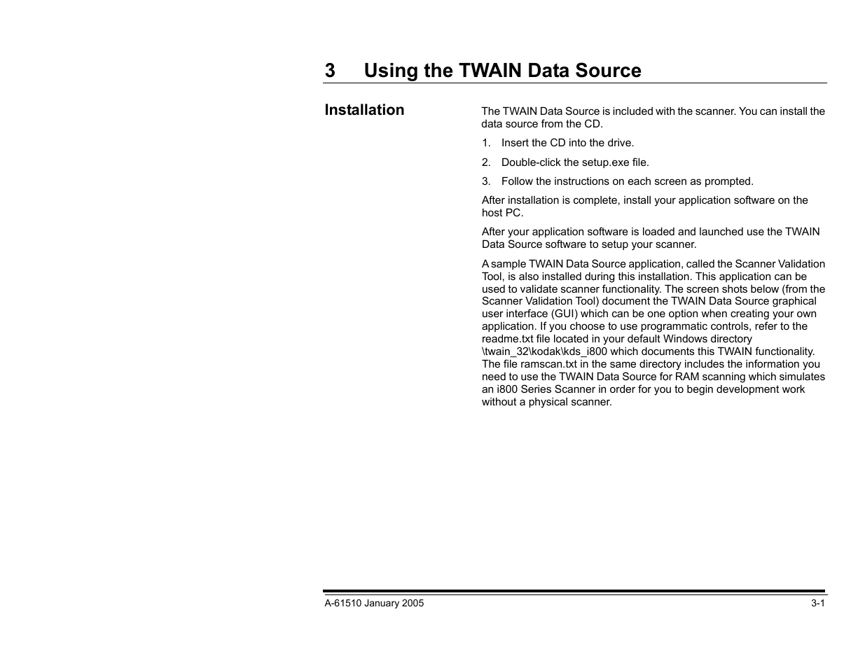3 using the twain data source, Installation, 3using the twain data source | Kodak i800 Series User Manual | Page 41 / 123