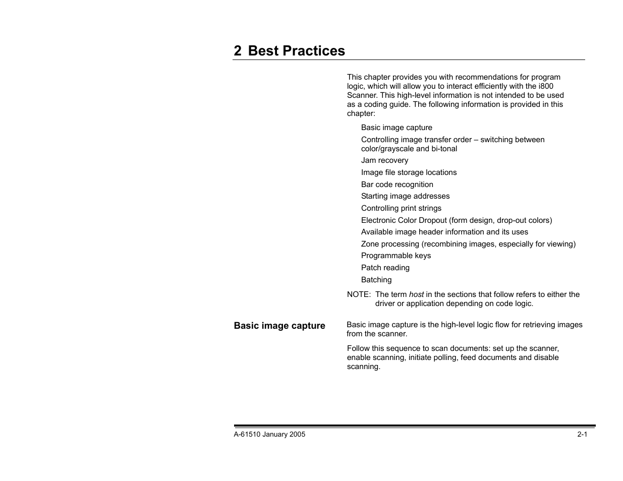 2 best practices, Basic image capture | Kodak i800 Series User Manual | Page 7 / 123