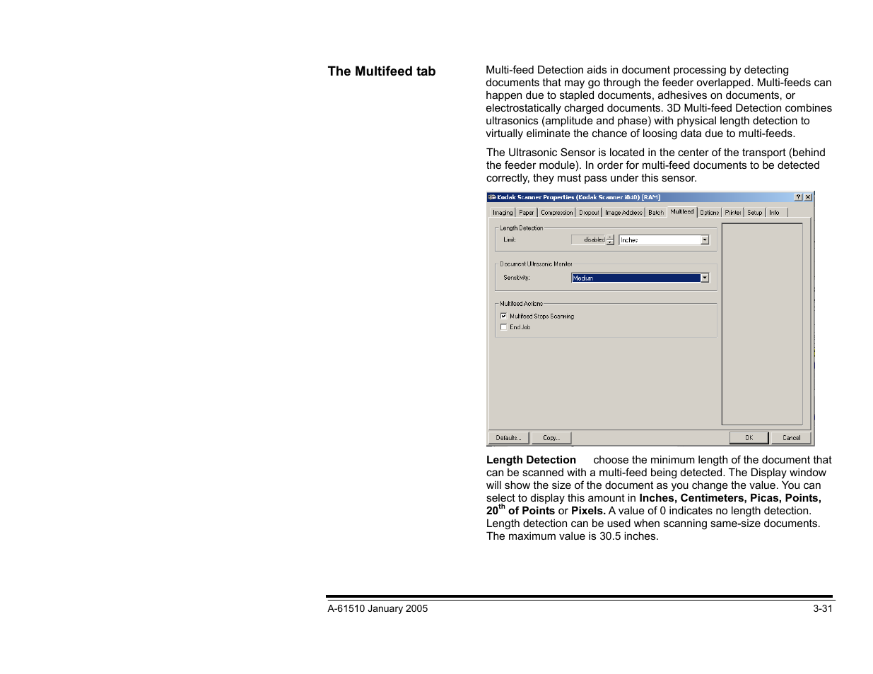 The multifeed tab | Kodak i800 Series User Manual | Page 71 / 123