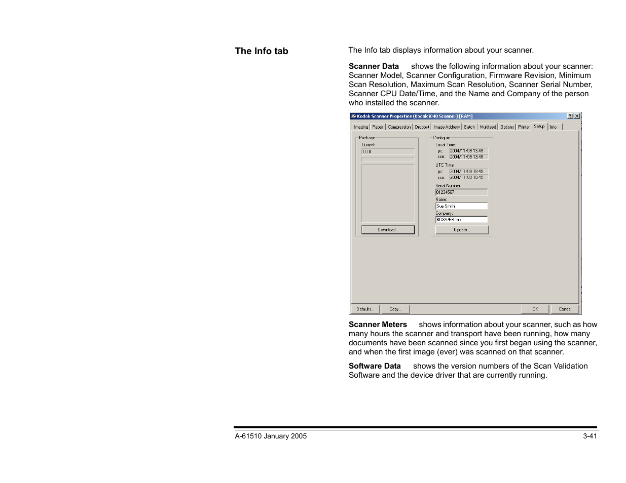 The info tab | Kodak i800 Series User Manual | Page 81 / 123