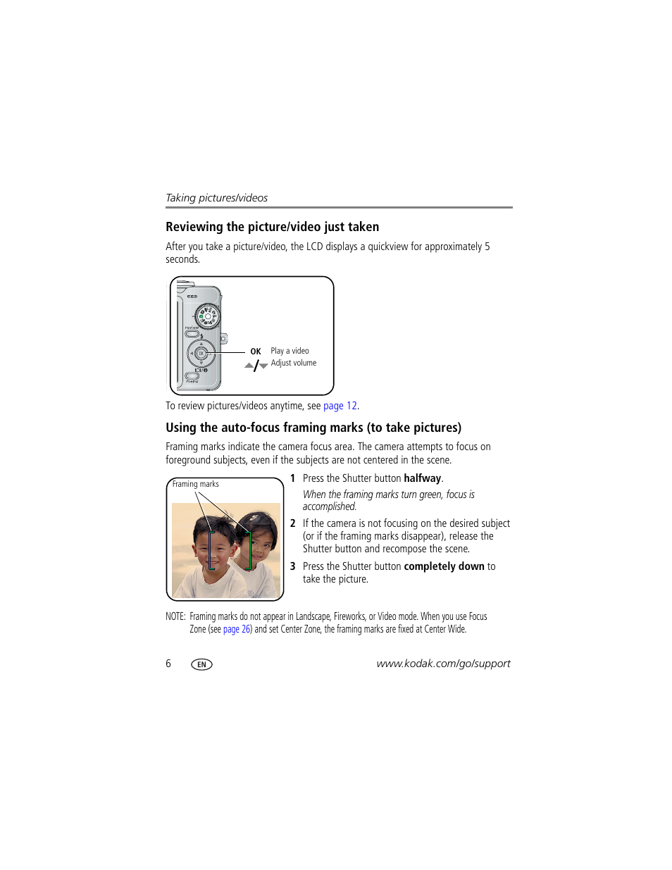 Reviewing the picture/video just taken | Kodak EASYSHARE C763 User Manual | Page 12 / 63