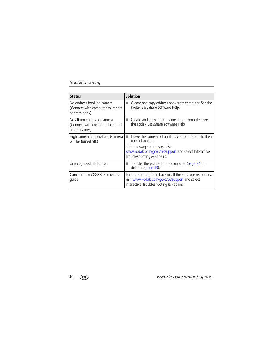 Kodak EASYSHARE C763 User Manual | Page 46 / 63