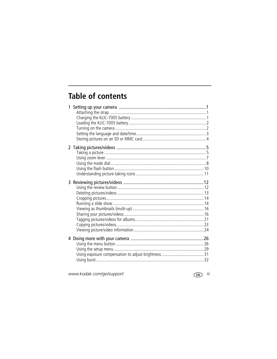 Kodak EASYSHARE C763 User Manual | Page 5 / 63