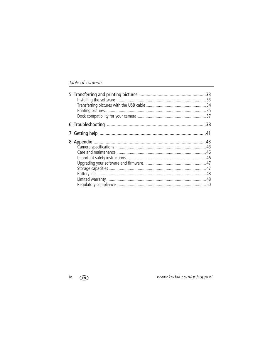 Kodak EASYSHARE C763 User Manual | Page 6 / 63