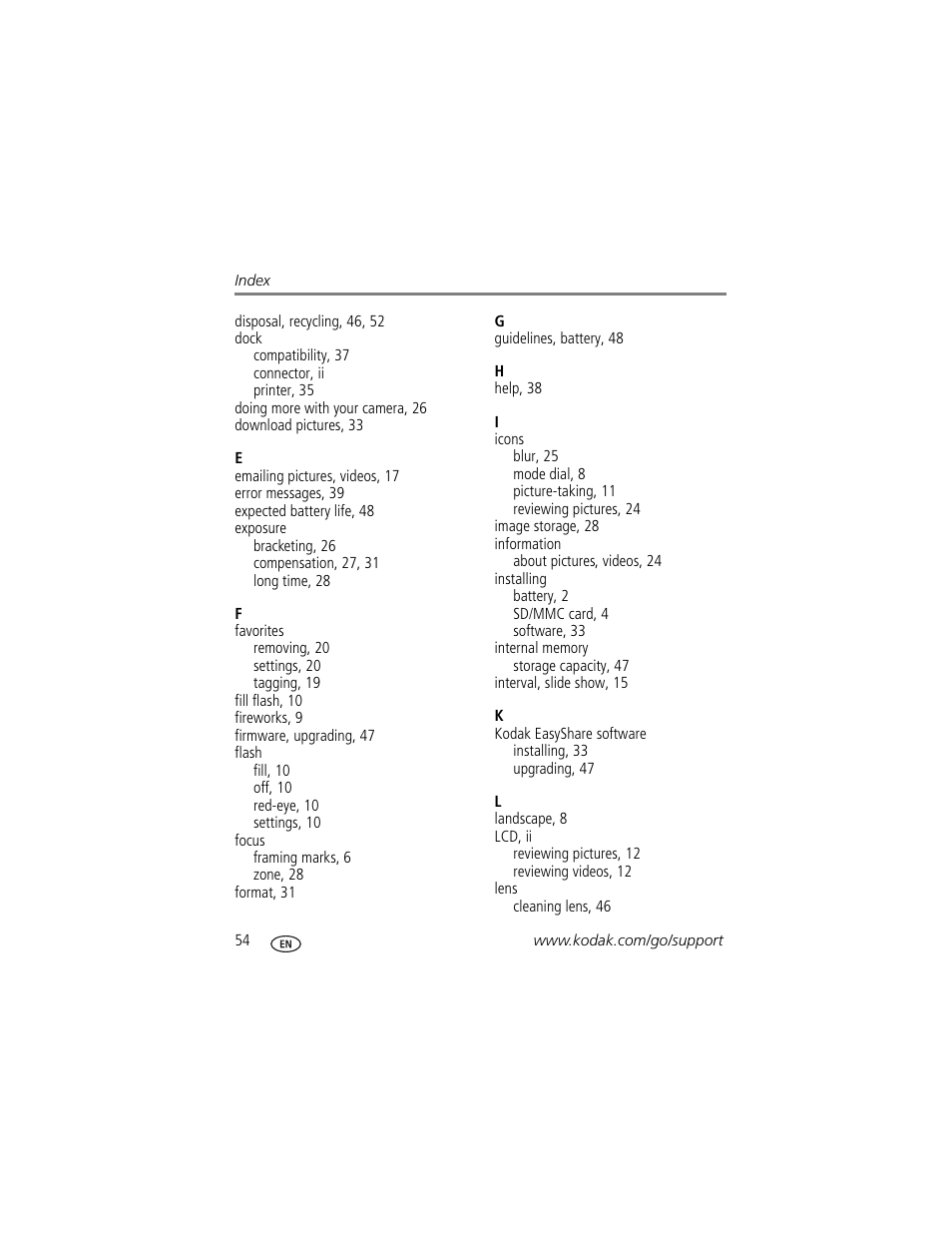 Kodak EASYSHARE C763 User Manual | Page 60 / 63