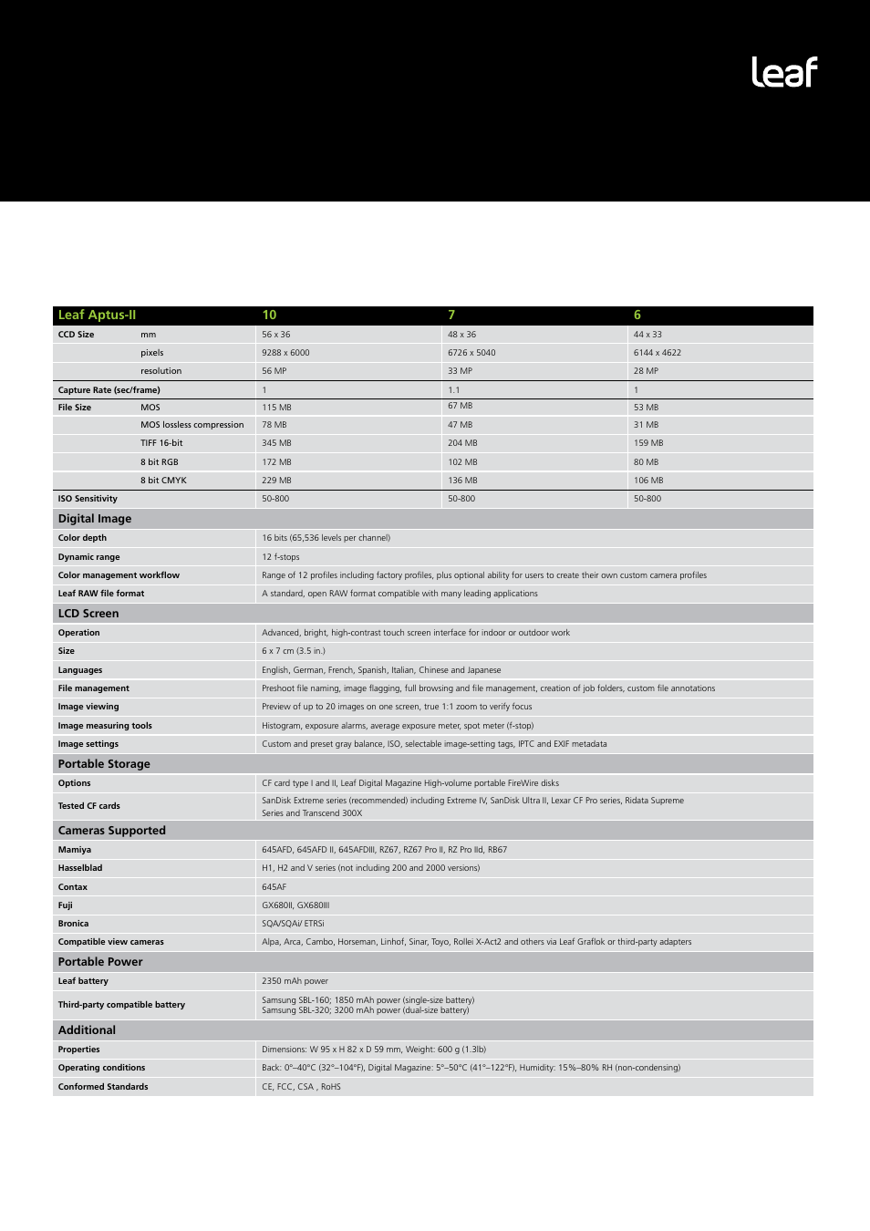 Leaf aptus-ii 10 7 6 | Kodak Leaf Aptus-II User Manual | Page 3 / 4