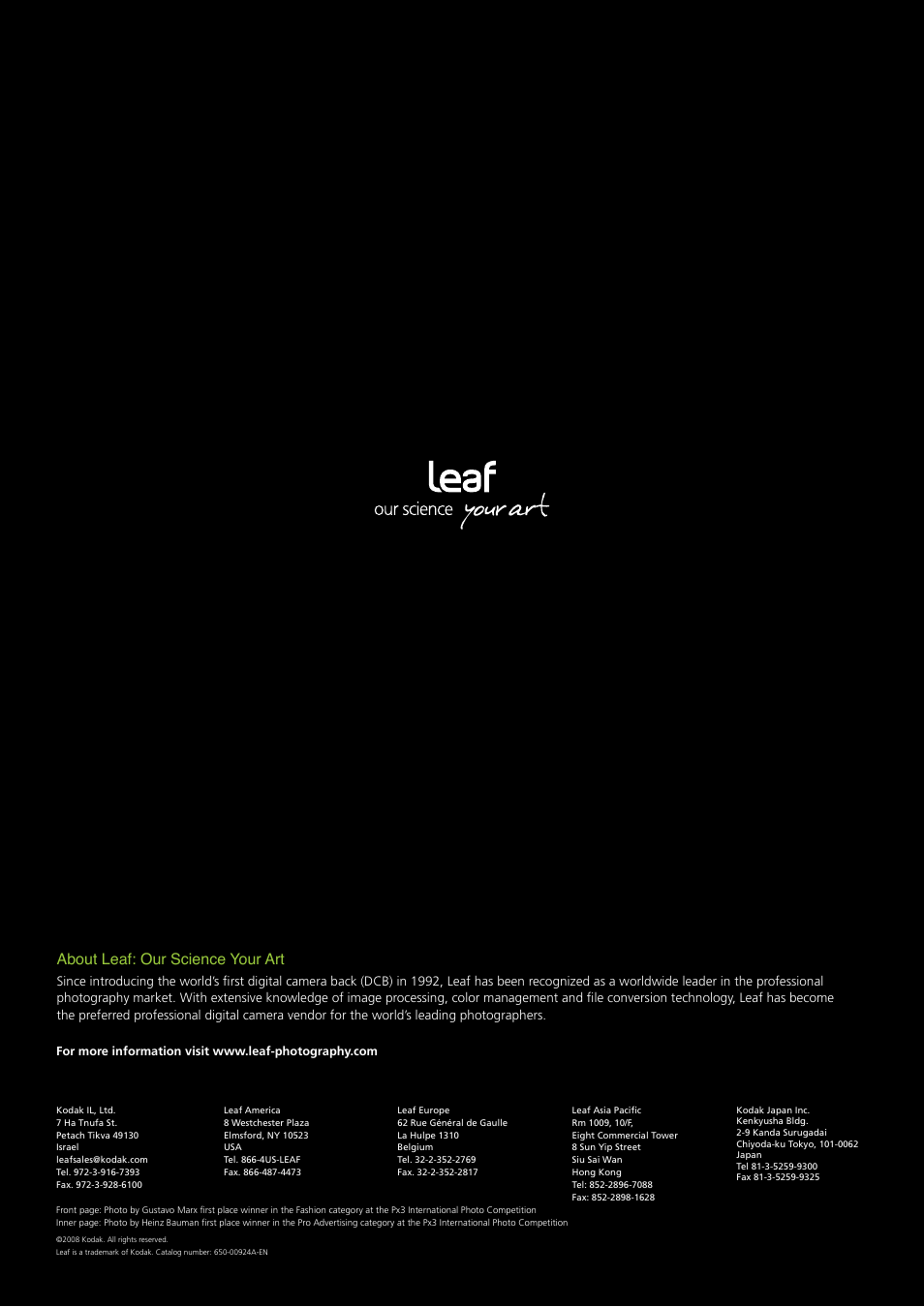 About leaf: our science your art | Kodak Leaf Aptus-II User Manual | Page 4 / 4