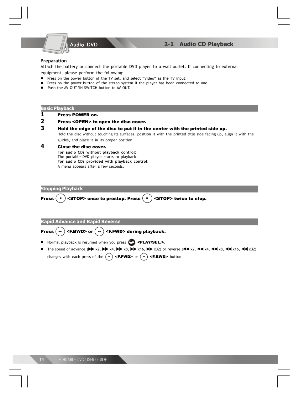 1 audio cd playback | Kodak 82-184-00170 User Manual | Page 14 / 80
