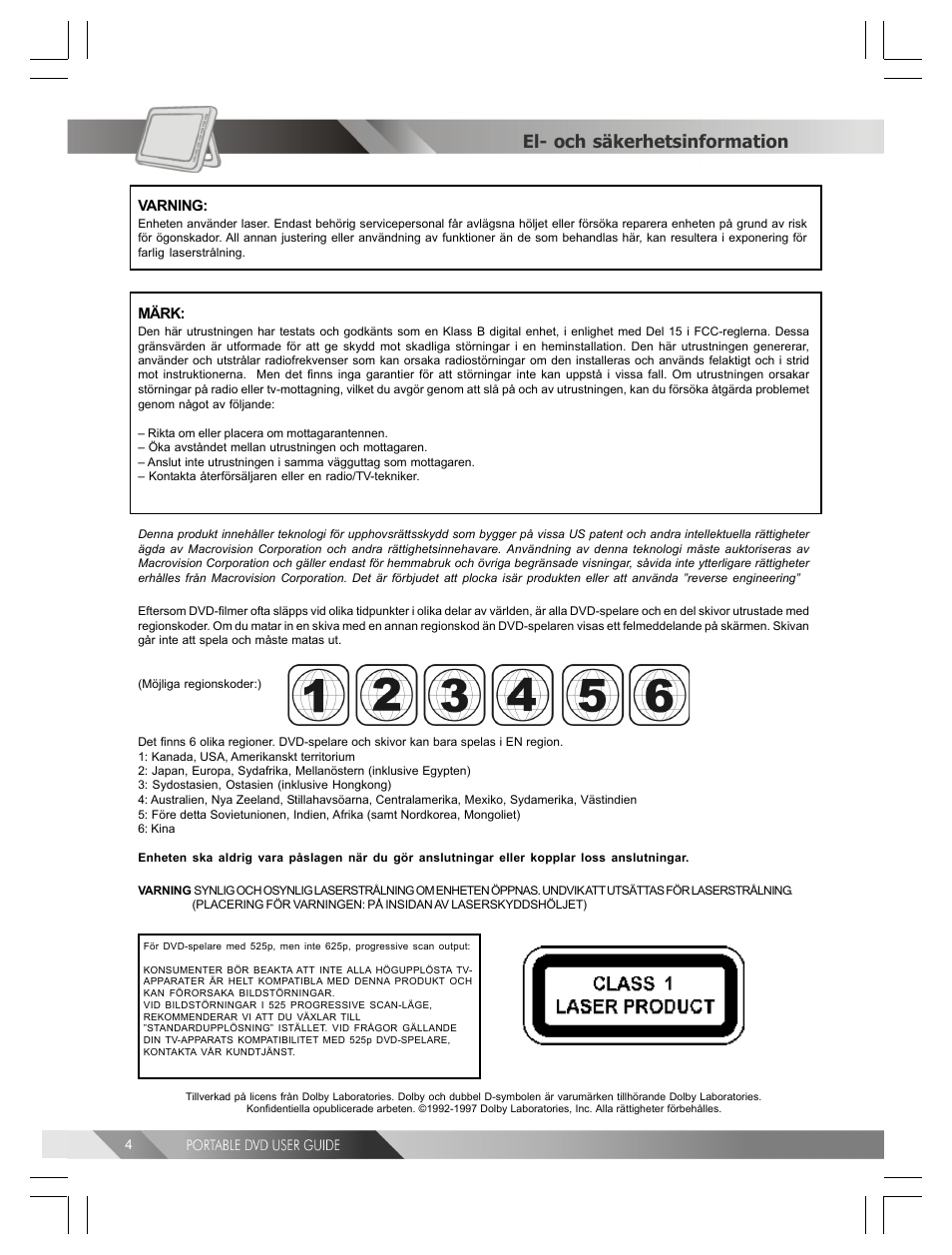 El- och säkerhetsinformation | Kodak 82-184-00170 User Manual | Page 44 / 80