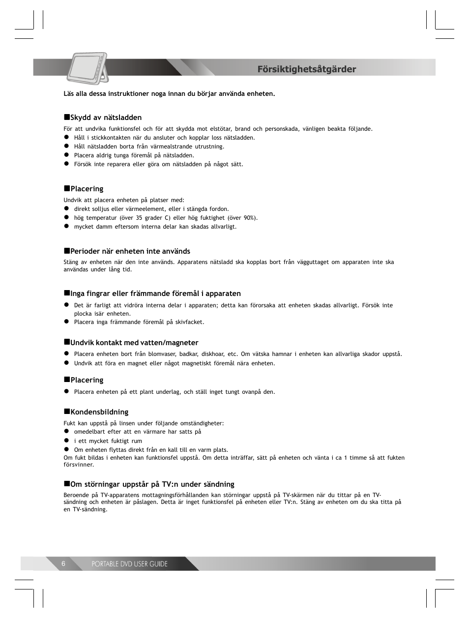 Försiktighetsåtgärder | Kodak 82-184-00170 User Manual | Page 46 / 80