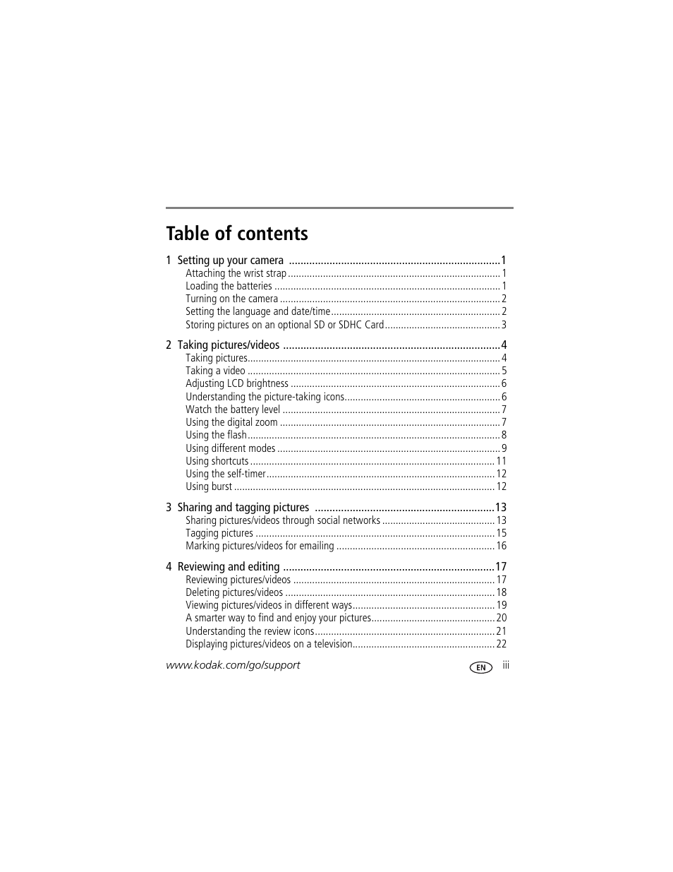 Kodak EASYSHARE C1505 User Manual | Page 5 / 60