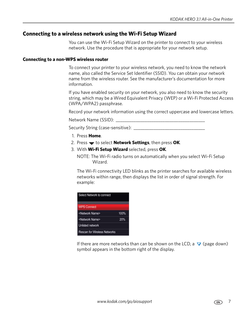 Connecting to a non-wps wireless router | Kodak HERO 3.1 User Manual | Page 13 / 100