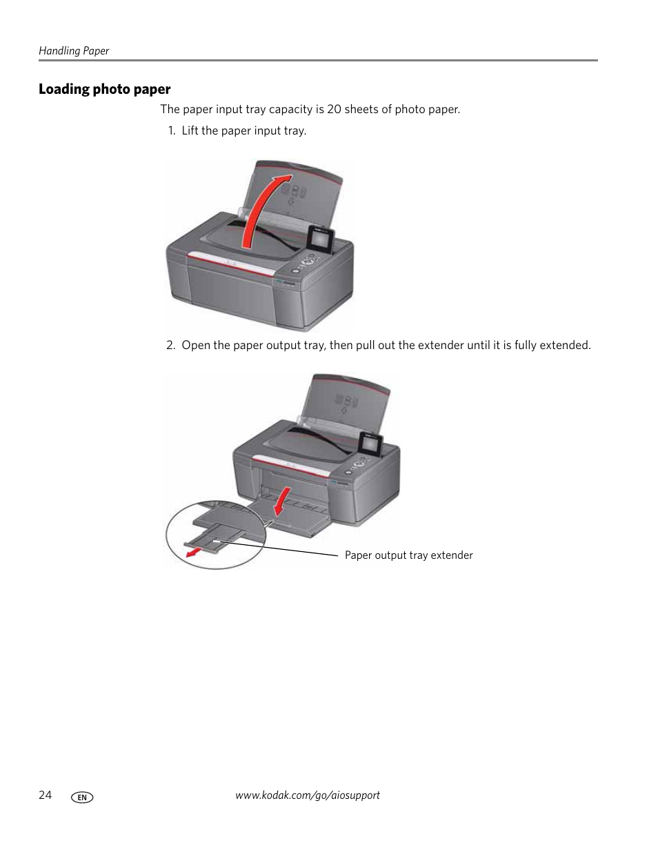 Loading photo paper | Kodak HERO 3.1 User Manual | Page 30 / 100