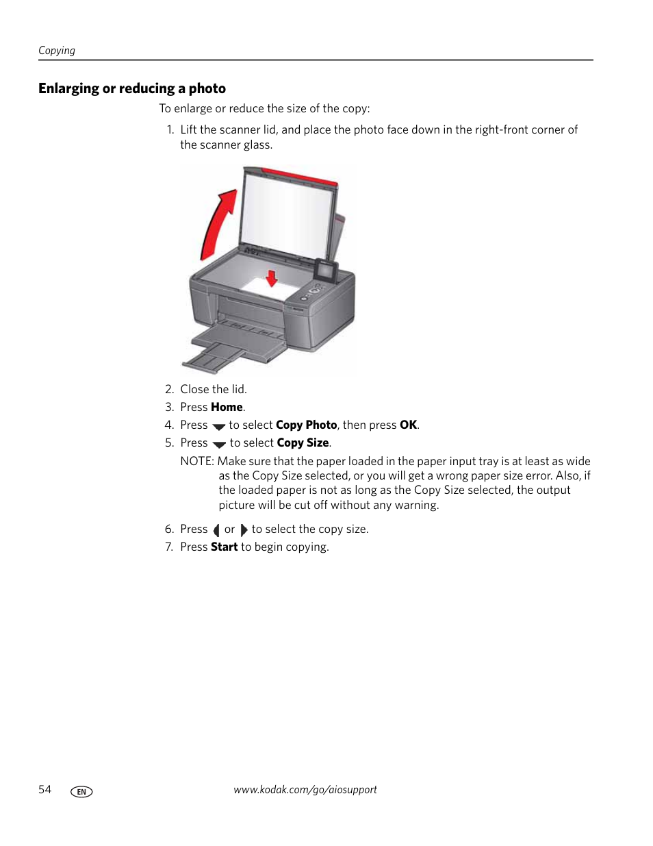 Enlarging or reducing a photo | Kodak HERO 3.1 User Manual | Page 60 / 100