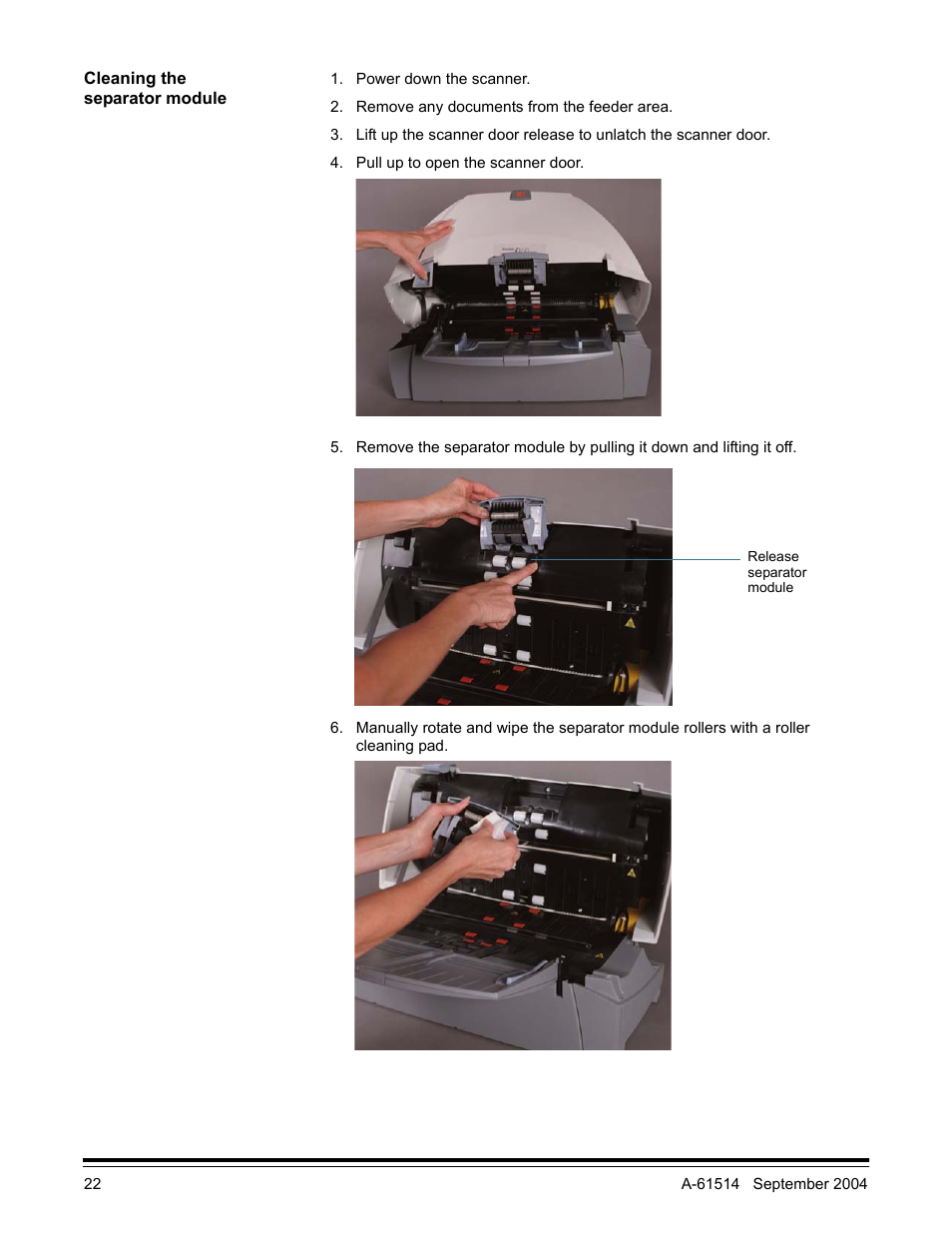 Cleaning the separator module | Kodak A-61514 User Manual | Page 25 / 40