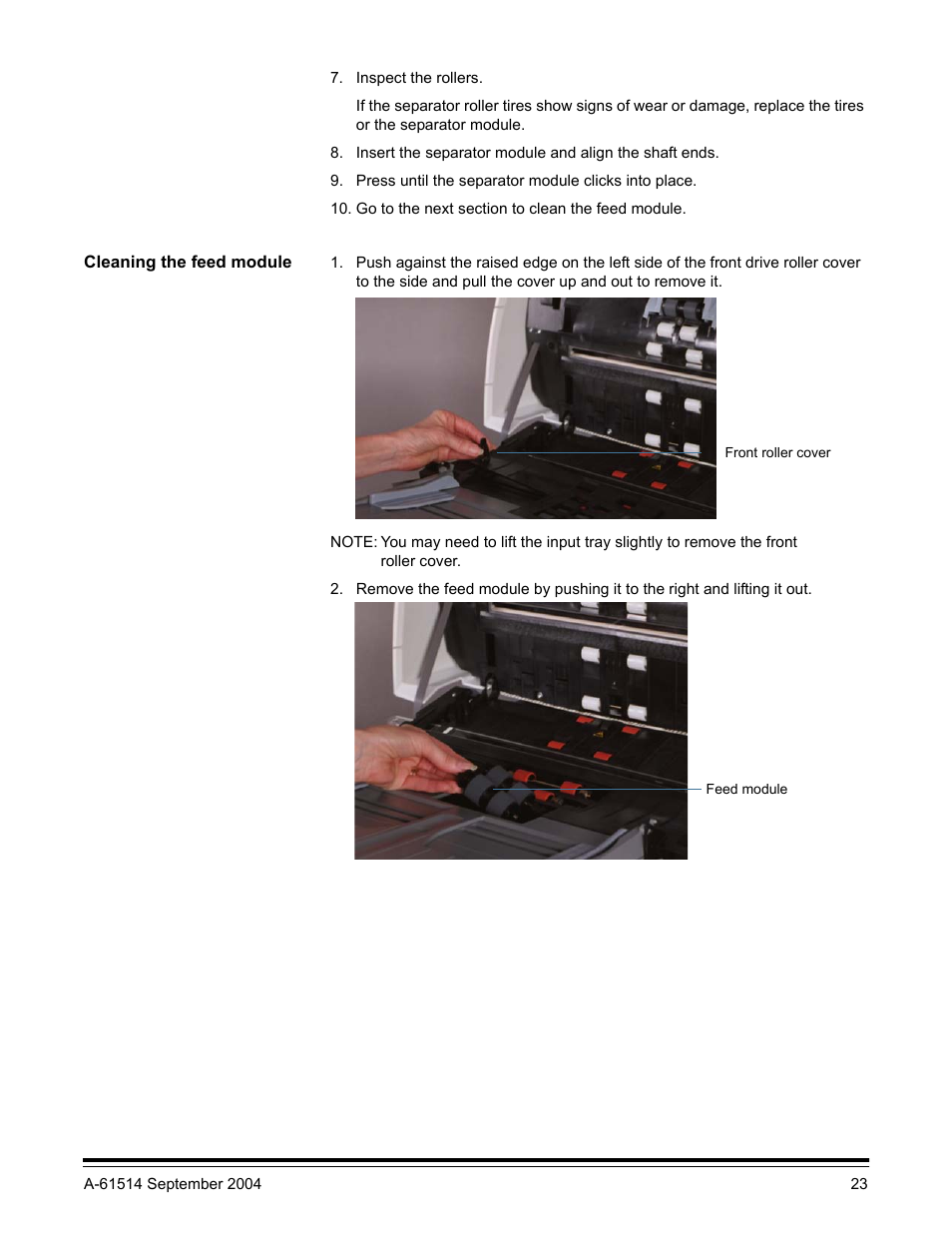 Cleaning the feed module | Kodak A-61514 User Manual | Page 26 / 40
