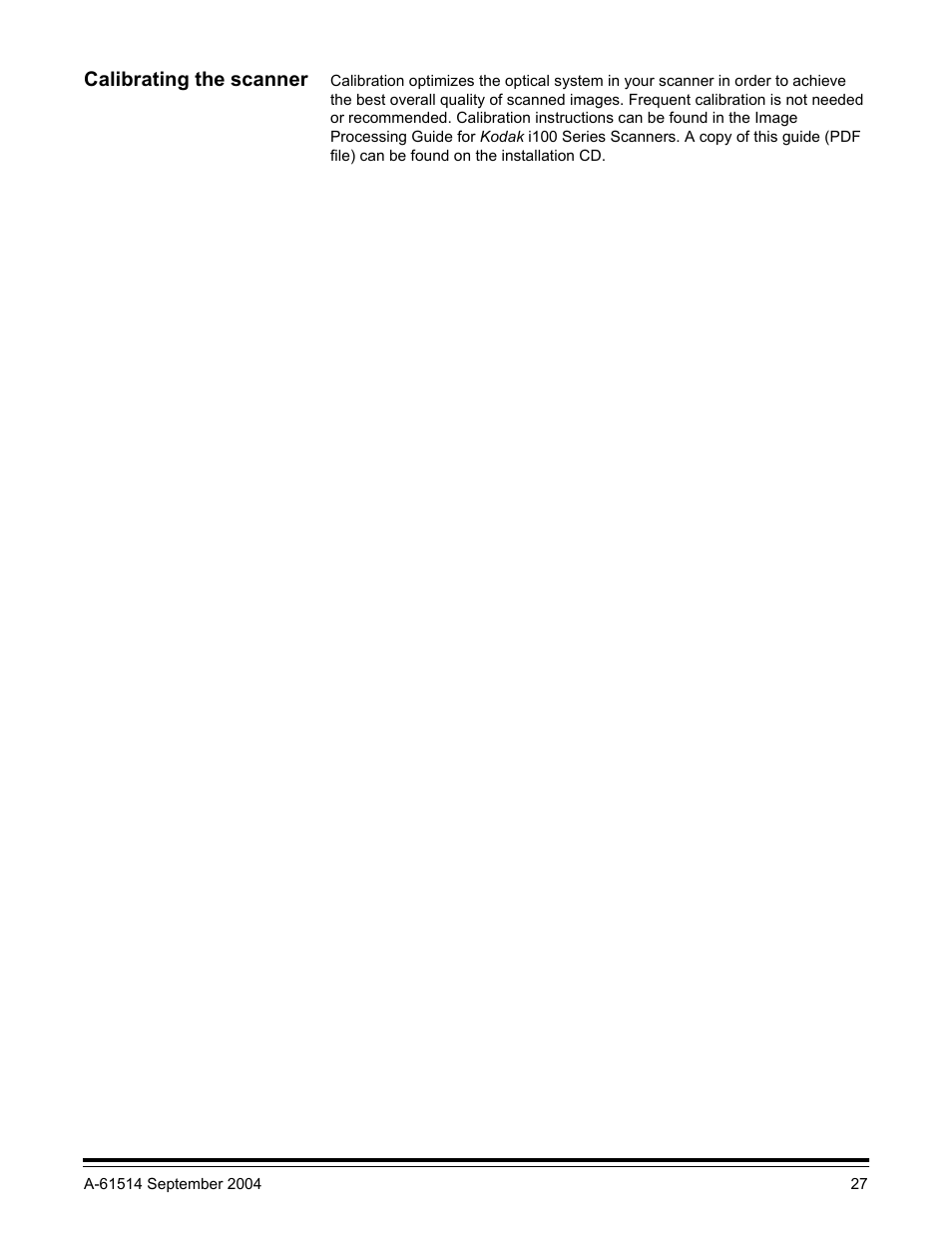 Calibrating the scanner | Kodak A-61514 User Manual | Page 30 / 40