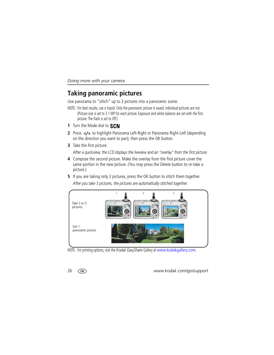 Taking panoramic pictures | Kodak C875 User Manual | Page 32 / 84