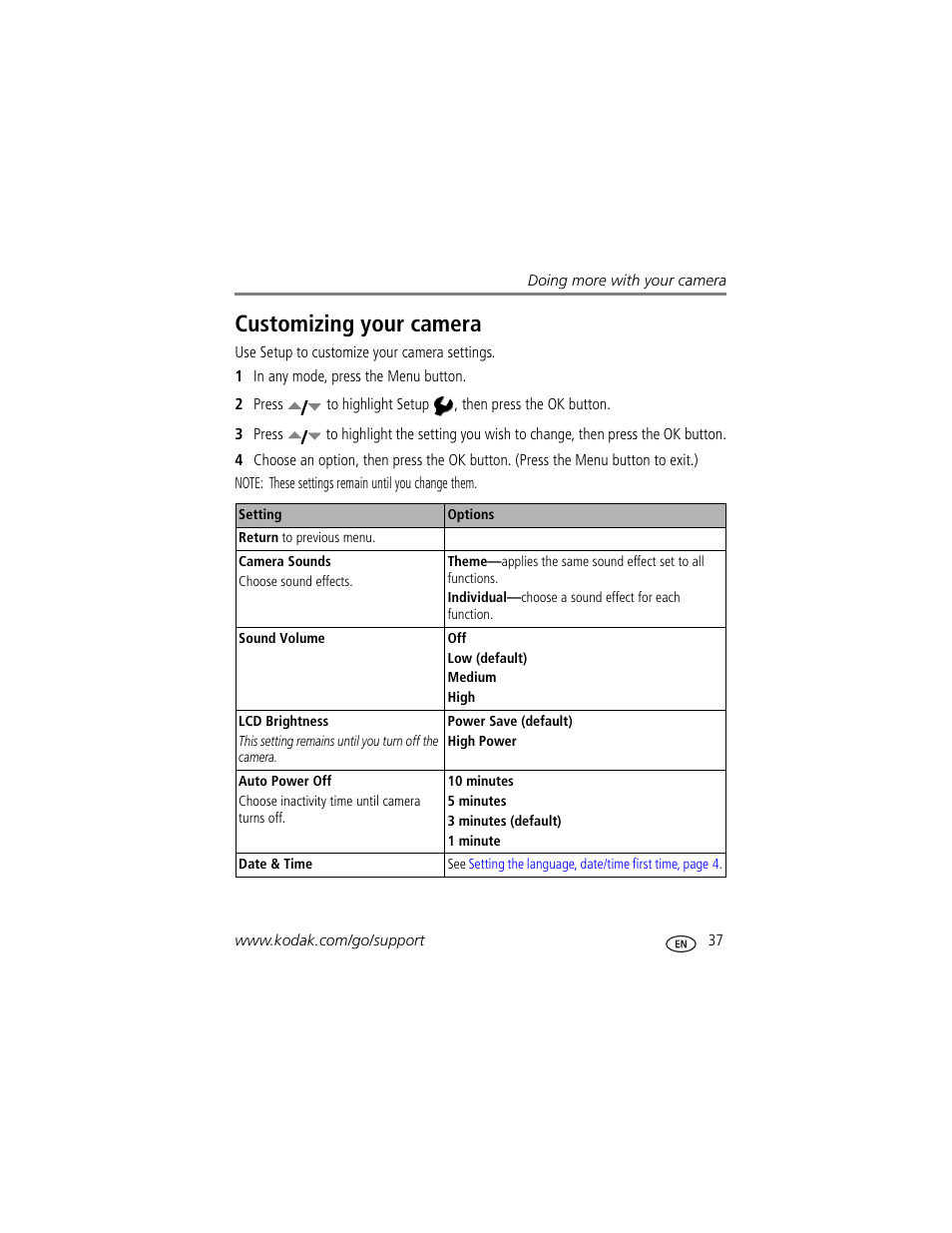Customizing your camera | Kodak C875 User Manual | Page 43 / 84