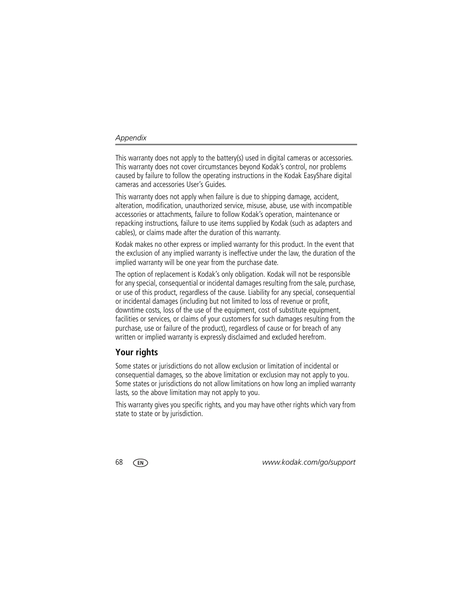 Your rights | Kodak C875 User Manual | Page 74 / 84