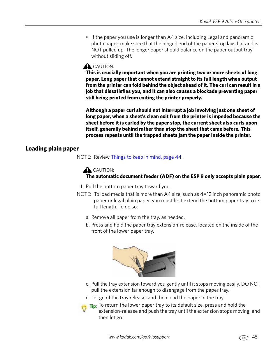 Loading plain paper | Kodak ESP 9 User Manual | Page 53 / 143
