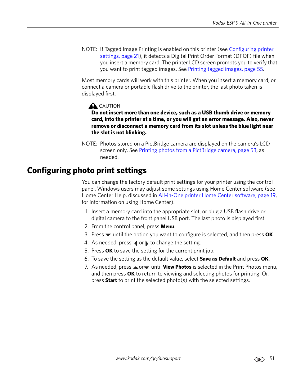 Configuring photo print settings | Kodak ESP 9 User Manual | Page 59 / 143