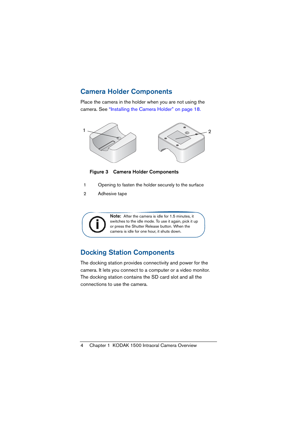 Camera holder components, Docking station components | Kodak 1500 User Manual | Page 12 / 60